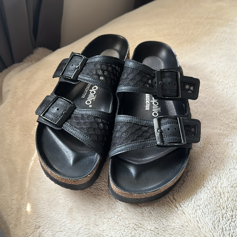 Birkenstock papillio mesh black sandals platform